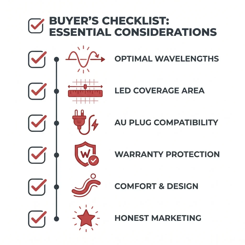 red light therapy belt buying checklist specifications Australia