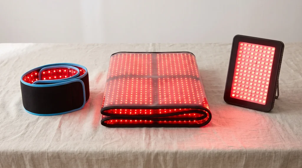 red light therapy belt vs mat vs panel comparison
