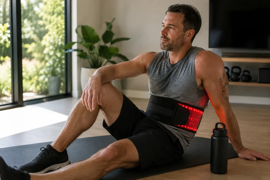 red light therapy muscle recovery post workout belt mat