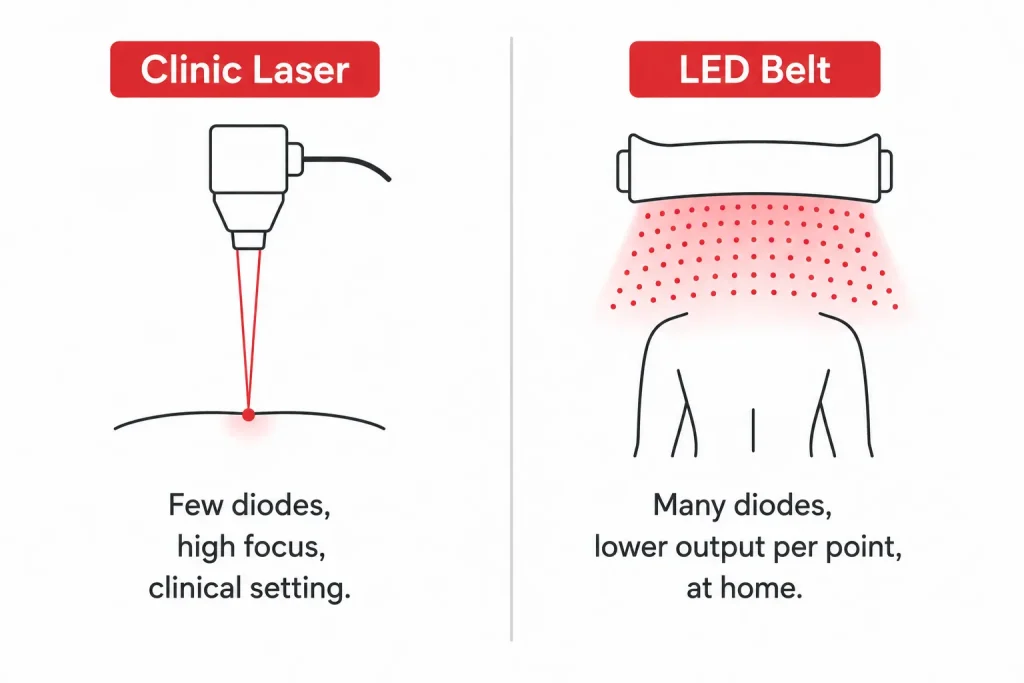red light therapy laser vs LED belt delivery comparison
