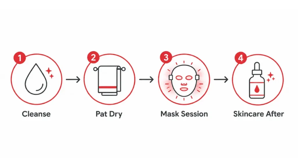 red light therapy mask routine order cleanse before skincare after