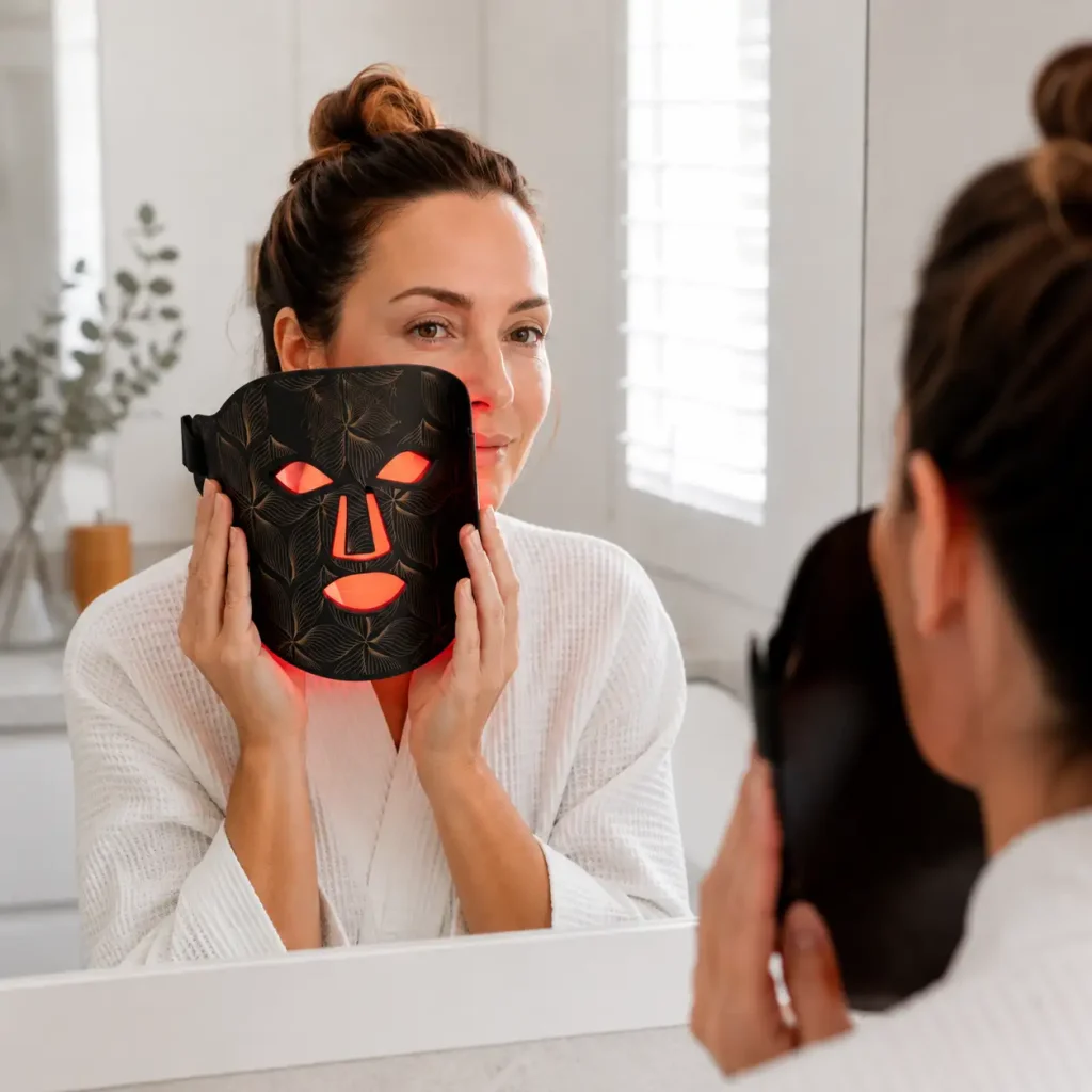 red light therapy skin routine consistent use face mask wrinkles
