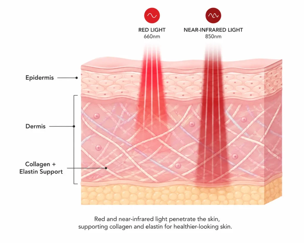 red light therapy skin tightening collagen elastin mechanism