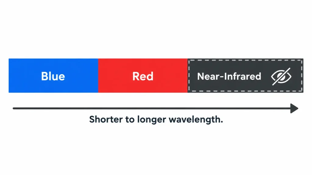 near infrared light explained vs visible red and blue light