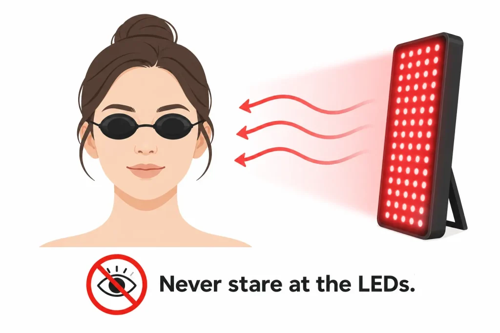 red light therapy eye protection goggles safety guide