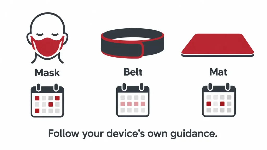 red light therapy frequency comparison mask vs belt vs mat